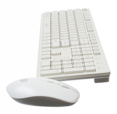 Клавиатура + мышь Оклик 240M клав:белый мышь:белый USB беспроводная slim Multimedia фото 9